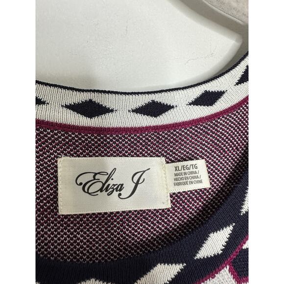 Eliza J Women’s Scoop Neck Fit & Flare Printed Sweater Dress Size XL - Picture 4 of 7